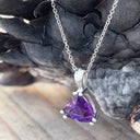 Elegant Trilliant Cut Amethyst Pendant and Chain