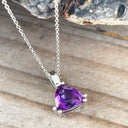 Elegant Trilliant Cut Amethyst Pendant and Chain