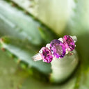 Elegant Trilogy Amethyst and Rhodalite and Diamond Ring