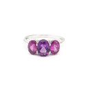 Elegant Trilogy Amethyst and Rhodolite and Diamond Ring