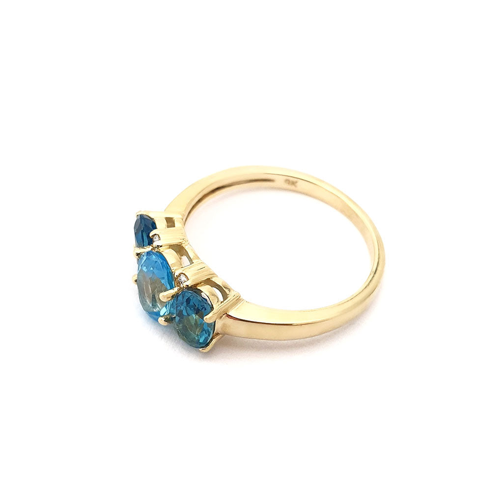 Elegant Trilogy Blue And London Blue Topaz and Diamond Ring