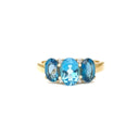 Elegant Trilogy Blue And London Blue Topaz and Diamond Ring