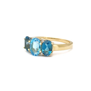 Elegant Trilogy Blue And London Blue Topaz and Diamond Ring