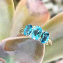 Elegant Trilogy Blue And London Blue Topaz and Diamond Ring