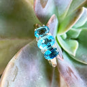 Elegant Trilogy Blue And London Blue Topaz and Diamond Ring