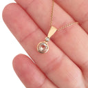 Elegant Tube Set Round Cut Morganite and Diamond Rose Gold Pendant