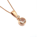 Elegant Tube Set Round Cut Morganite and Diamond Rose Gold Pendant