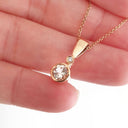 Elegant Tube Set Round Cut Morganite and Diamond Rose Gold Pendant