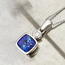 Elegant Tube Set Square Tanzanite and Diamond White Gold Pendant