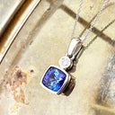 Elegant Tube Set Square Tanzanite and Diamond White Gold Pendant