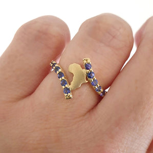 Elegant Twist Yellow Gold Africa Tanzanite Ring 