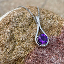 Elegant White Gold Double Line Bale Amethyst Pendant