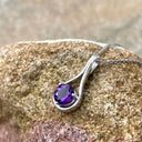 Elegant White Gold Double Line Bale Amethyst Pendant