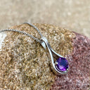 Elegant White Gold Double Line Bale Amethyst Pendant