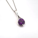 Elegant White Gold Double Line Bale Amethyst Pendant