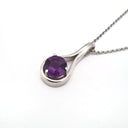 Elegant White Gold Double Line Bale Amethyst Pendant