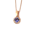 Elevated Tanzanite and Diamond Halo Pendant in Rose Gold