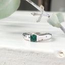 Emerald And Diamond Sprinkled Shoulder Ring