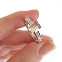  Emerald Cut Morganite with Diamond band accent