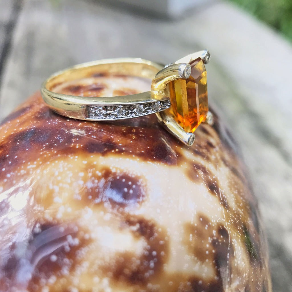 Emerald and sales citrine ring