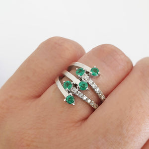 Emerald, Diamond and White Gold Multiband Me Ring Ring