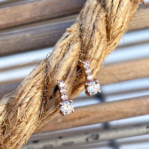 Enchanting Petite White Diamond Rose Gold Studs