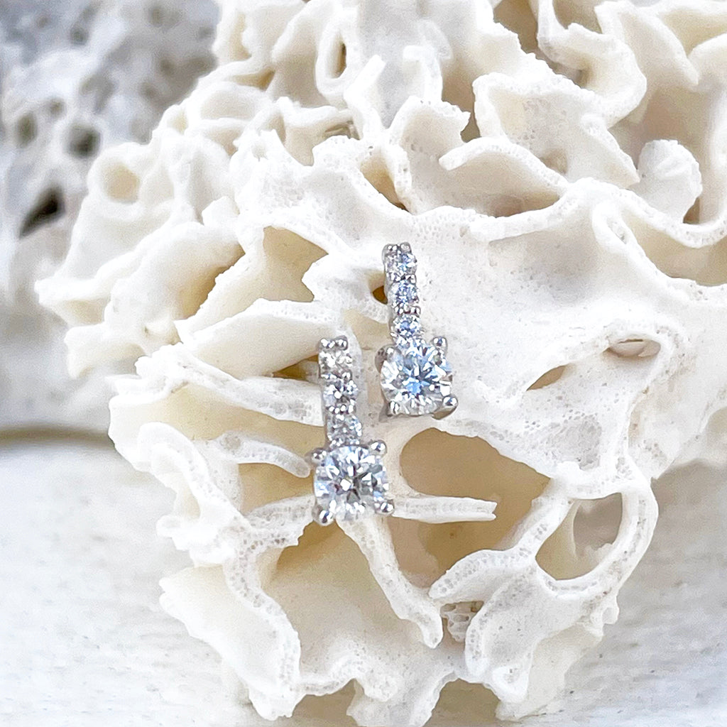 Enchanting Petite White Diamond White Gold Studs