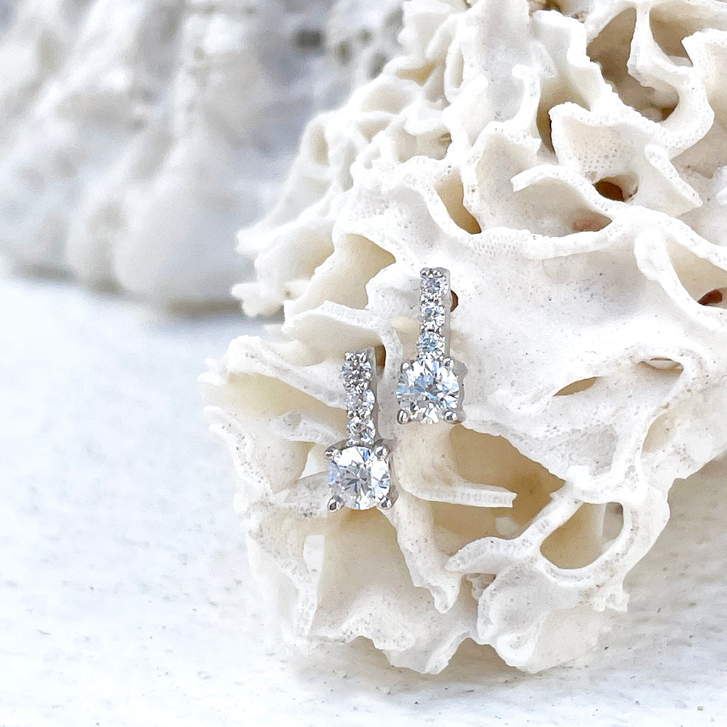 Enchanting Petite White Diamond White Gold Studs