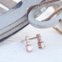 Enchanting Petite White Diamond Rose Gold Studs