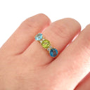 Exceptional Multi-Green and Blue Toned and Diamond Ring