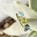 Exceptional Multi-Green and Blue Toned and Diamond Ring
