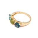 Exceptional Multi-Green and Blue Toned and Diamond Ring