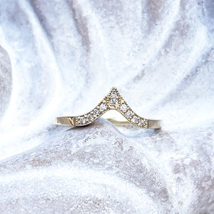 Exotic Nine Diamond Yellow Gold Crown Ring