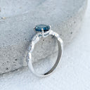 Exquisite London Blue Topaz And Marquise Tapered Band and Diamond Highlight Ring