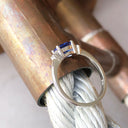 Exquisitely Deep Blue Oval Cut Tanzanite and Diamond Ring