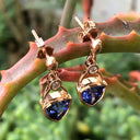 Fancy Bezel Tanzanite and Diamond Drop Earrings