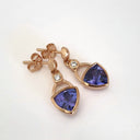 Fancy Bezel Tanzanite and Diamond Drop Earrings