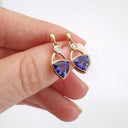 Fancy Bezel Tanzanite and Diamond Drop Earrings