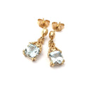   Filigree Bale Aquamarine Yellow Gold Drop Earrings