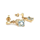   Filigree Bale Aquamarine Yellow Gold Drop Earrings