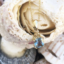 Filigree Bale Cushion Cut Aquamarine Pendant