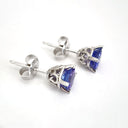 Filigree Round Cut Tanzanite Studs