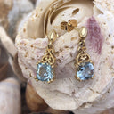 Filigree Bale Aquamarine Yellow Gold Drop Earrings