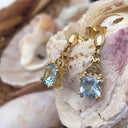 Filigree Bale Aquamarine Yellow Gold Drop Earrings