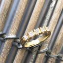 Five Diamond, Four Claw, Yellow Gold Ring