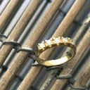 Five Diamond, Four Claw, Yellow Gold Ring