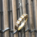 Five Diamond, Four Claw, Yellow Gold Ring