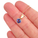 Fixed Bale Four Claw Round Cut Tanzanite Rose Gold Pendant