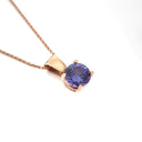 Fixed Bale Four Claw Round Cut Tanzanite Rose Gold Pendant