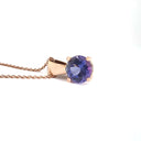 Fixed Bale Four Claw Round Cut Tanzanite Rose Gold Pendant